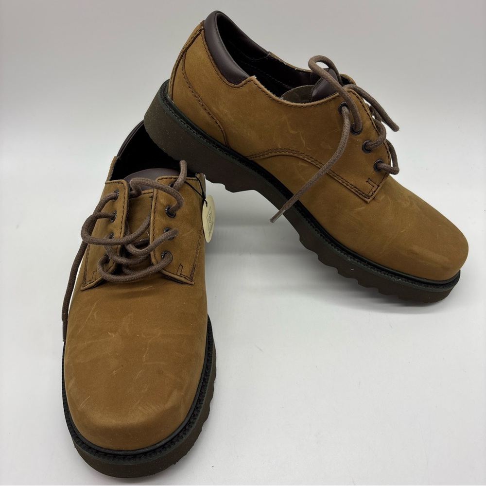 Rockport Men's Brown Leather Waterproof Dark Tan Lace Up Casual Shoes, 7.5